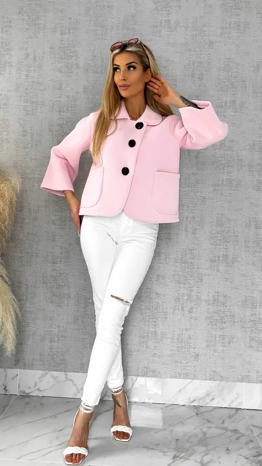 Pudełkowy płaszcz na wiosnę w kolorze PINK - P546