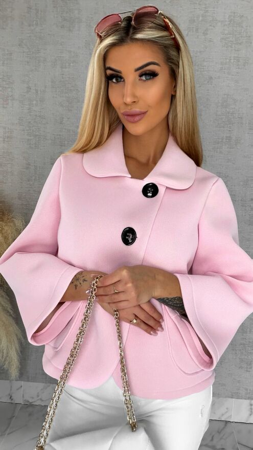 Pudełkowy płaszcz na wiosnę w kolorze PINK - P546