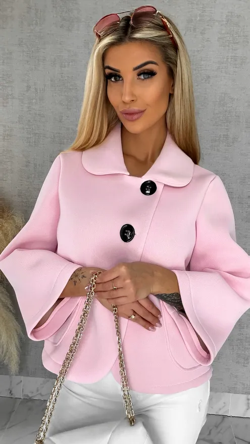 Pudełkowy płaszcz na wiosnę w kolorze PINK - P546