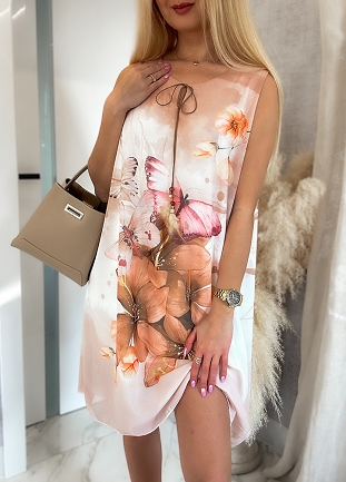 Zwiewna romantyczna sukienka w malowane kwiaty - M914