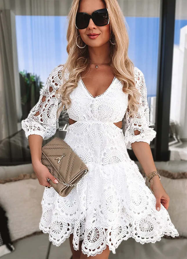 Koronkowa sukienka PREMIUM biała - L491B