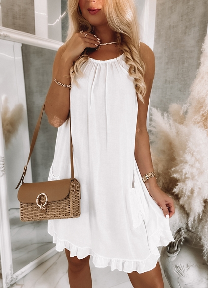 Sukienka z kieszonkami WHITE - K706A