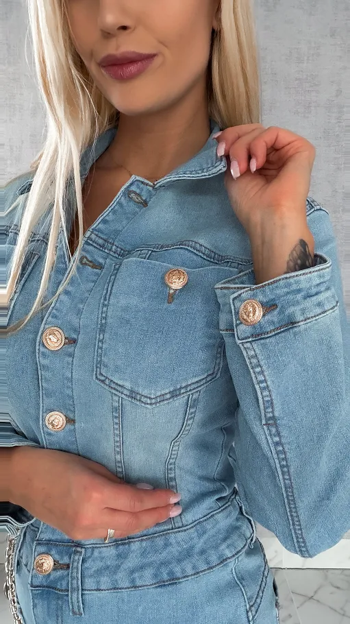 Bardzo elastyczny jeansowy kombinezon na wiosnę - R472