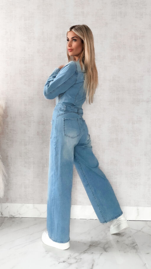 Bardzo elastyczny jeansowy kombinezon na wiosnę - R472