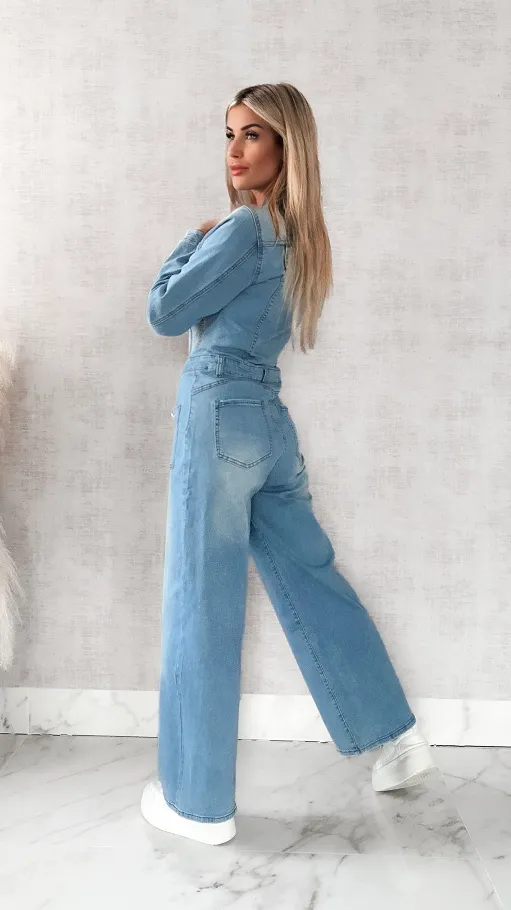 Bardzo elastyczny jeansowy kombinezon na wiosnę - R472