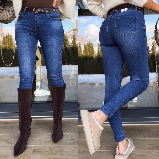 Elastyczne spodnie jeansowe SKINNY rurki BLUE JEANS - R242