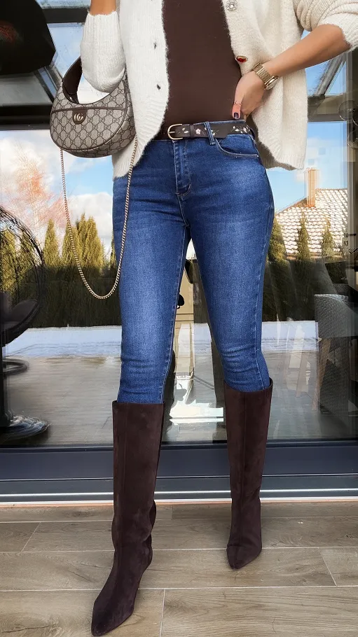 Elastyczne spodnie jeansowe SKINNY rurki BLUE JEANS - R242