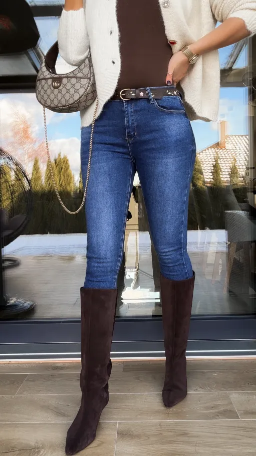 Elastyczne spodnie jeansowe SKINNY rurki BLUE JEANS - R242