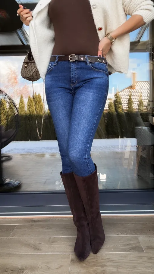 Elastyczne spodnie jeansowe SKINNY rurki BLUE JEANS - R242