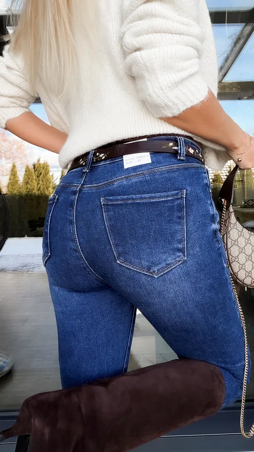 Elastyczne spodnie jeansowe SKINNY rurki BLUE JEANS - R242