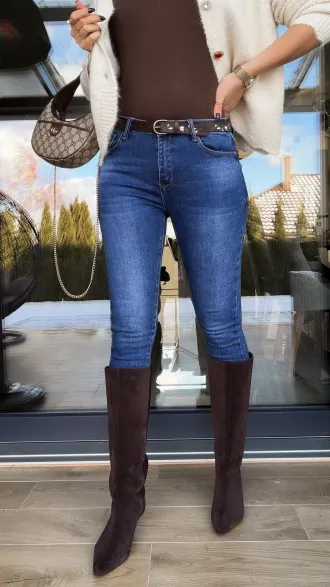 Elastyczne spodnie jeansowe SKINNY rurki BLUE JEANS - R242