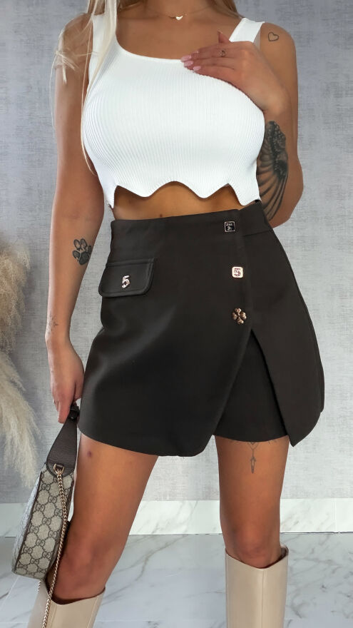 Eleganckie brązowe spódnico-spodenki nr 5 - R384