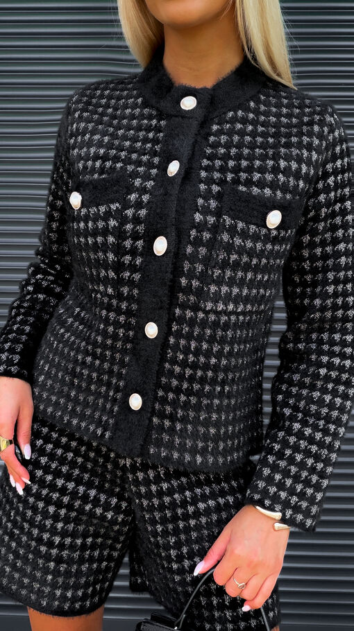 Idealny czarny komplet na jesień marynarka + spodenki ONE SIZE - S335