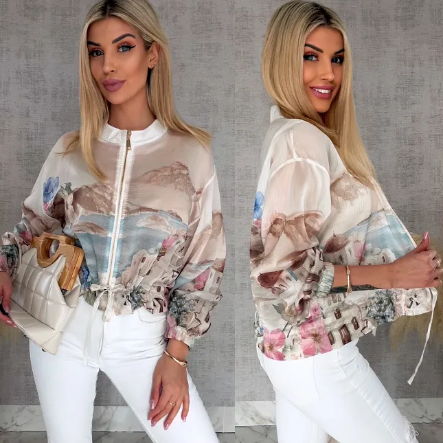 Fantastyczna bluza MGIEŁKA w stylu bomberki BEIGE - R870A