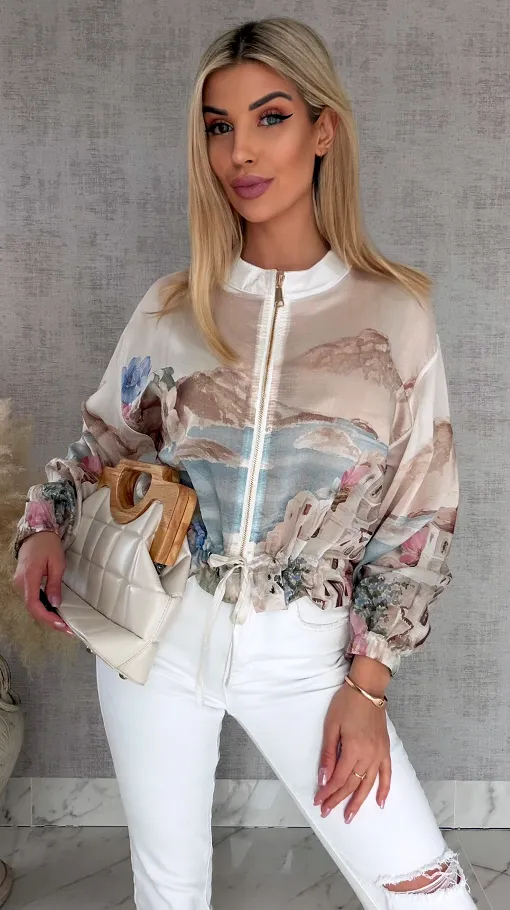 Fantastyczna bluza MGIEŁKA w stylu bomberki BEIGE - R870A