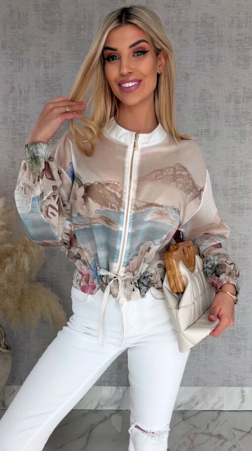 Fantastyczna bluza MGIEŁKA w stylu bomberki BEIGE - R870A