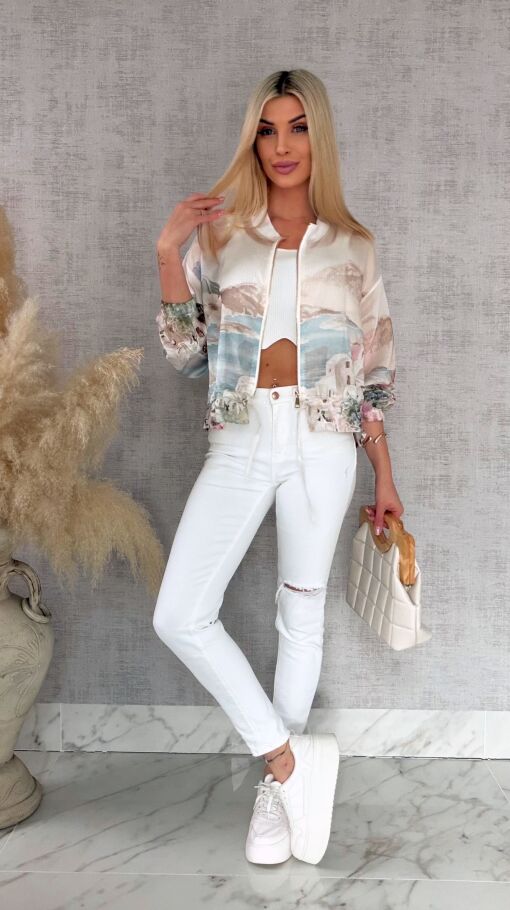 Fantastyczna bluza MGIEŁKA w stylu bomberki BEIGE - R870A