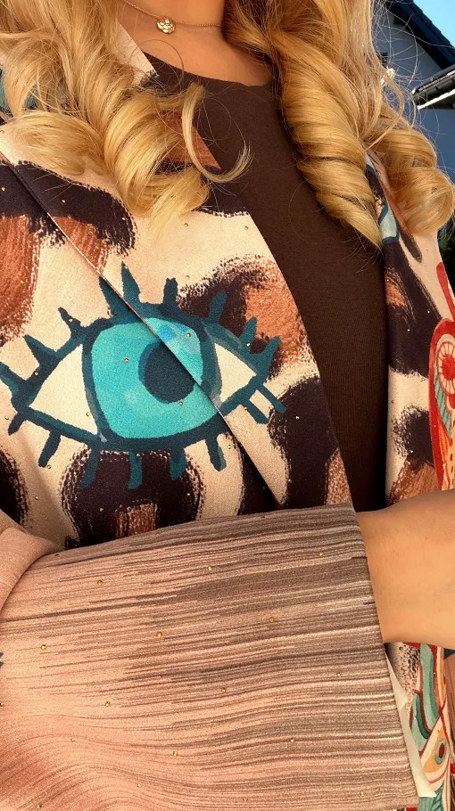 Zamszowa marynarka na jesień w złote mini cyrkonie ONE SIZE - R188