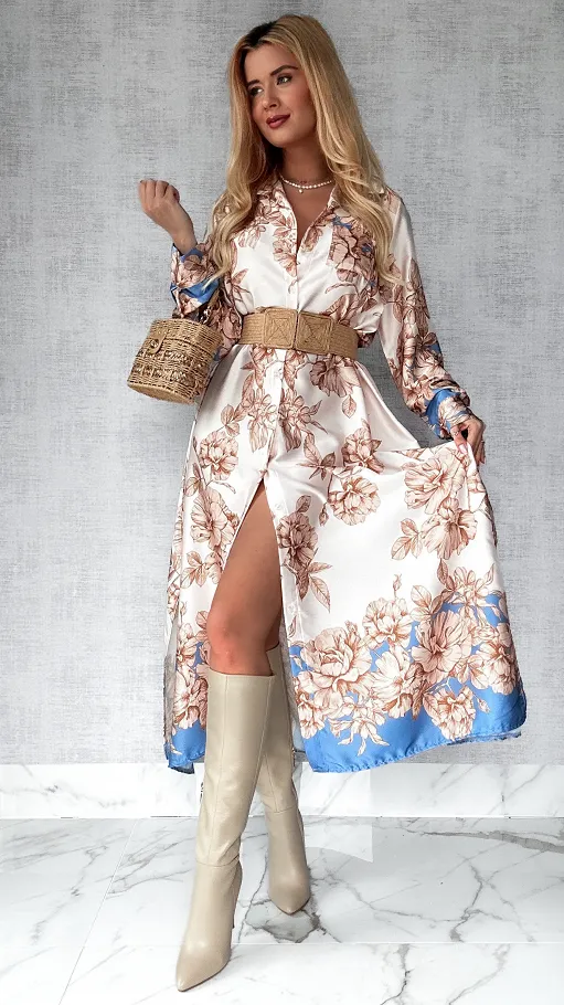 Długa maxi sukienka na guziki w kwiaty ONE SIZE - P499