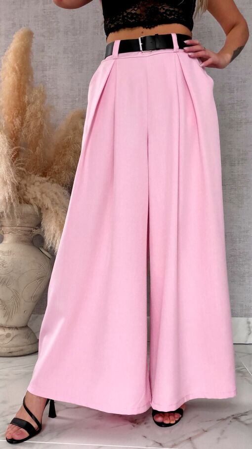 Wiosenny różowy komplet PLUS SIZE żakiet + spodnie OVERSIZE - R674