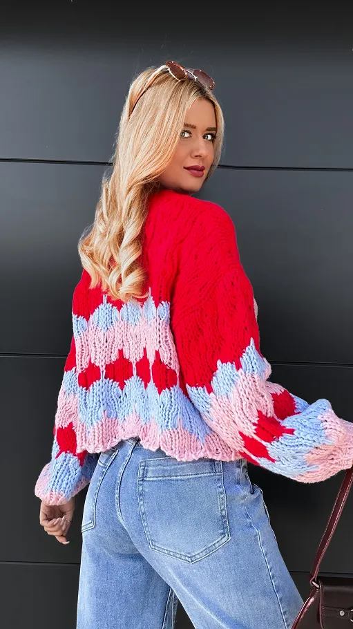 Grubo pleciony luźny sweter do jeansów ONE SIZE - R083
