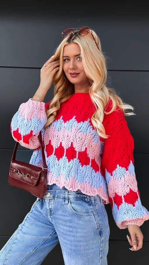 Grubo pleciony luźny sweter do jeansów ONE SIZE - R083
