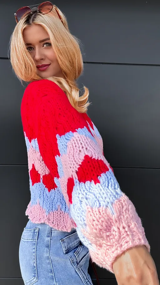 Grubo pleciony luźny sweter do jeansów ONE SIZE - R083
