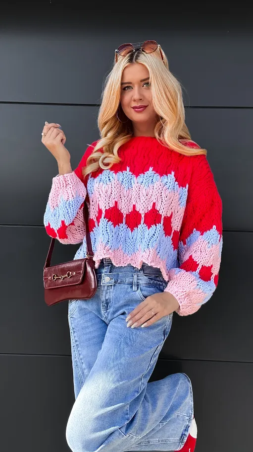 Grubo pleciony luźny sweter do jeansów ONE SIZE - R083