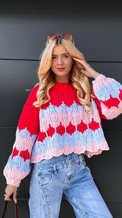 Grubo pleciony luźny sweter do jeansów ONE SIZE - R083