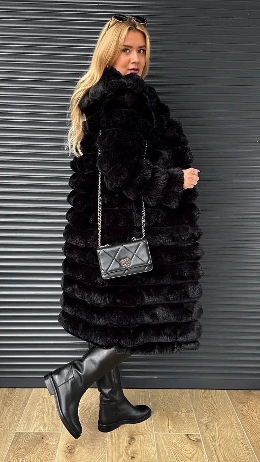 Ekskluzywne mięciutkie futerko 2w1 w pięknym czarnym kolorze - N867B