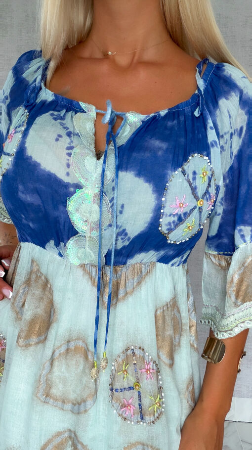 Maxi sukienka na lato w stylu boho 100% bawełna - S247