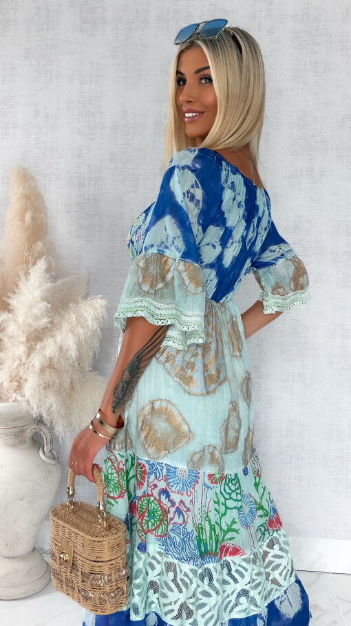 Maxi sukienka na lato w stylu boho 100% bawełna - S247