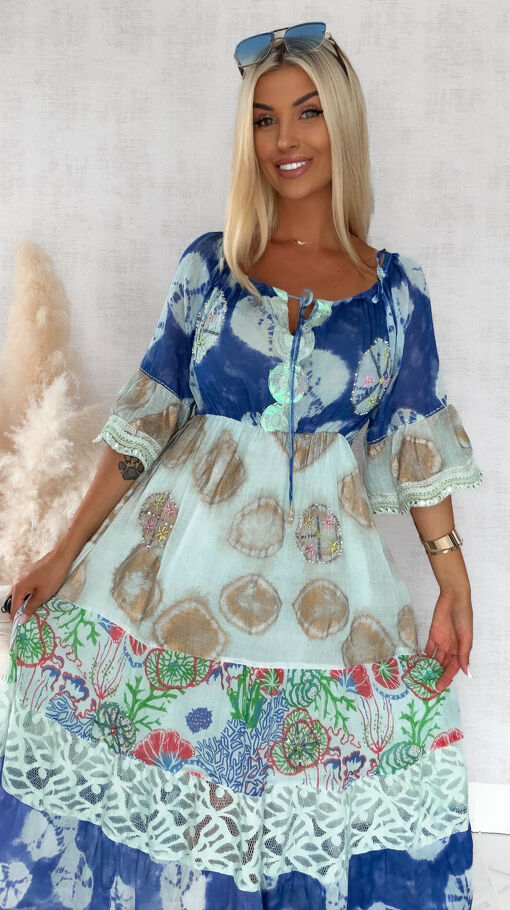 Maxi sukienka na lato w stylu boho 100% bawełna - S247