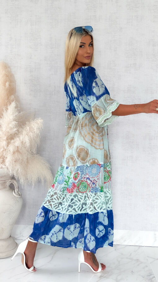 Maxi sukienka na lato w stylu boho 100% bawełna - S247