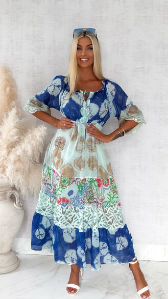 Maxi sukienka na lato w stylu boho 100% bawełna - S247