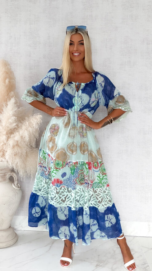 Maxi sukienka na lato w stylu boho 100% bawełna - S247