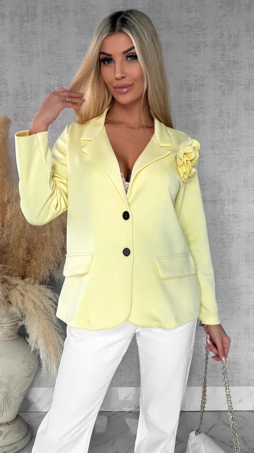 Wygodna masełkowa marynarka z różą ŻÓŁTA one size - R556