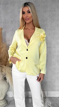 Wygodna masełkowa marynarka z różą ŻÓŁTA one size - R556