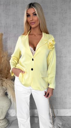 Wygodna masełkowa marynarka z różą ŻÓŁTA one size - R556