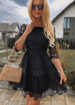 Sukienka z gipiury ekstra czarna - L630A