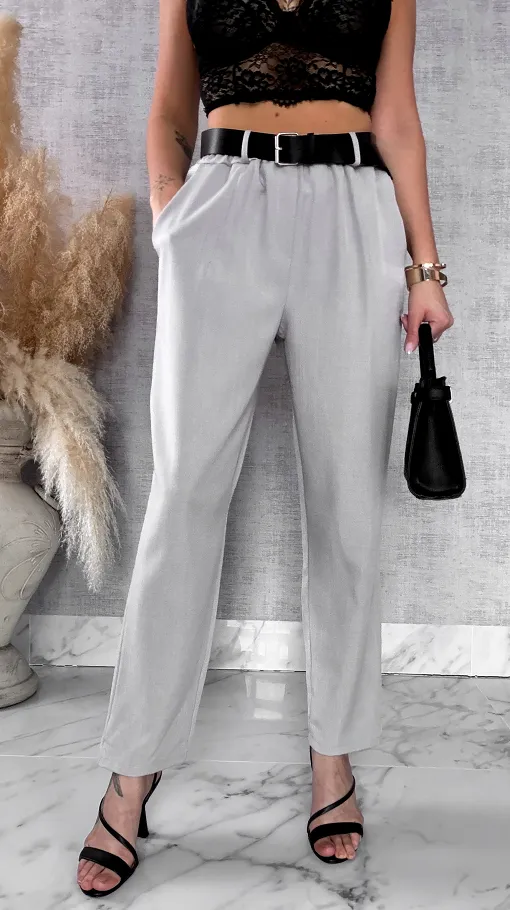 Elegancki wiosenny komplet beżowy żakiet + spodnie ONE SIZE - R675