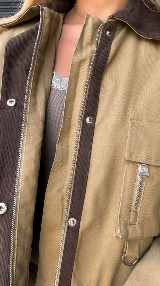 Bawełniana kurtka z brązowymi dodatkami ONE SIZE - R264