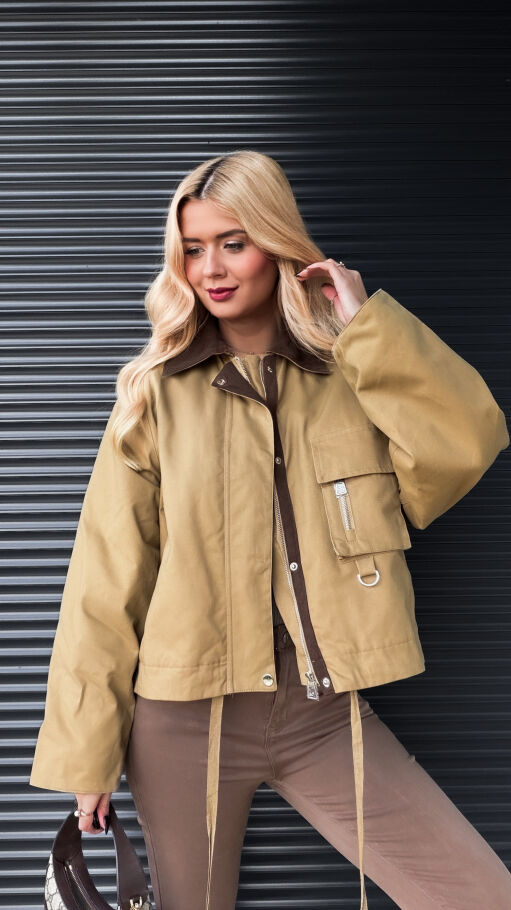 Bawełniana kurtka z brązowymi dodatkami ONE SIZE - R264