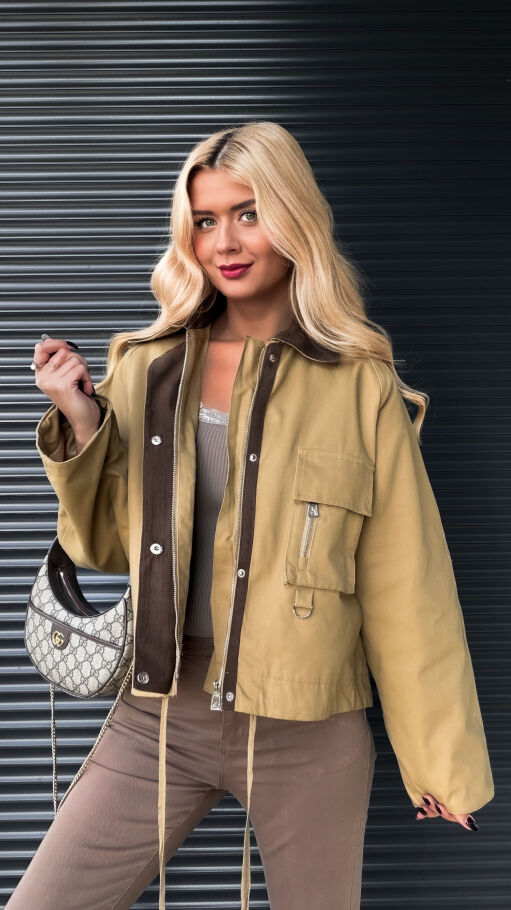 Bawełniana kurtka z brązowymi dodatkami ONE SIZE - R264