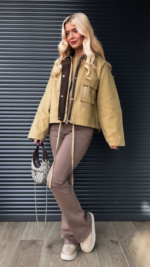 Bawełniana kurtka z brązowymi dodatkami ONE SIZE - R264