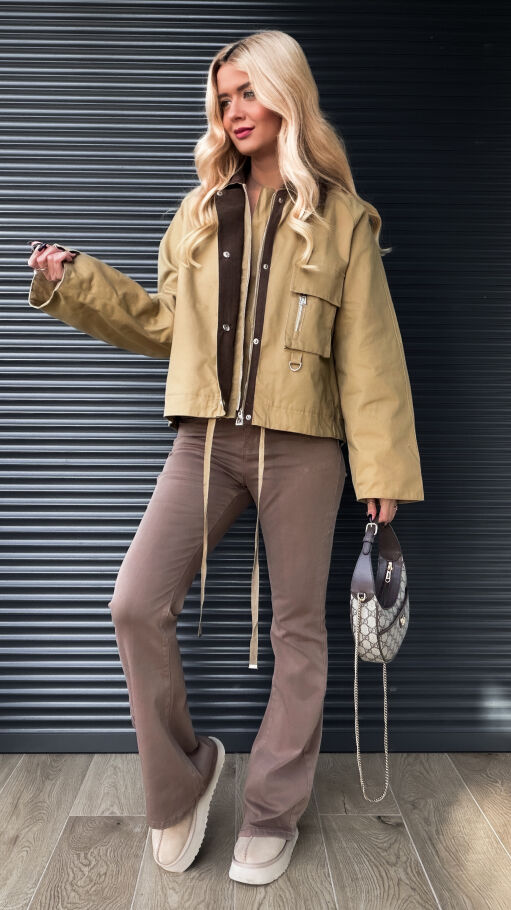 Bawełniana kurtka z brązowymi dodatkami ONE SIZE - R264