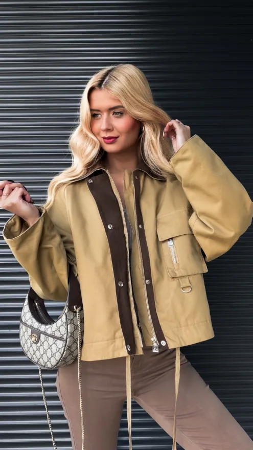 Bawełniana kurtka z brązowymi dodatkami ONE SIZE - R264