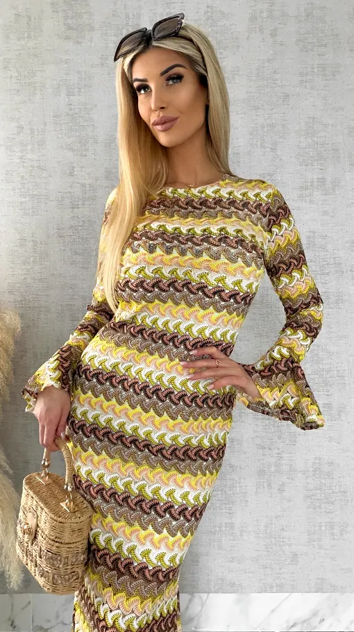 Ażurowa MAXI sukienka z odkrytymi plecami - R511