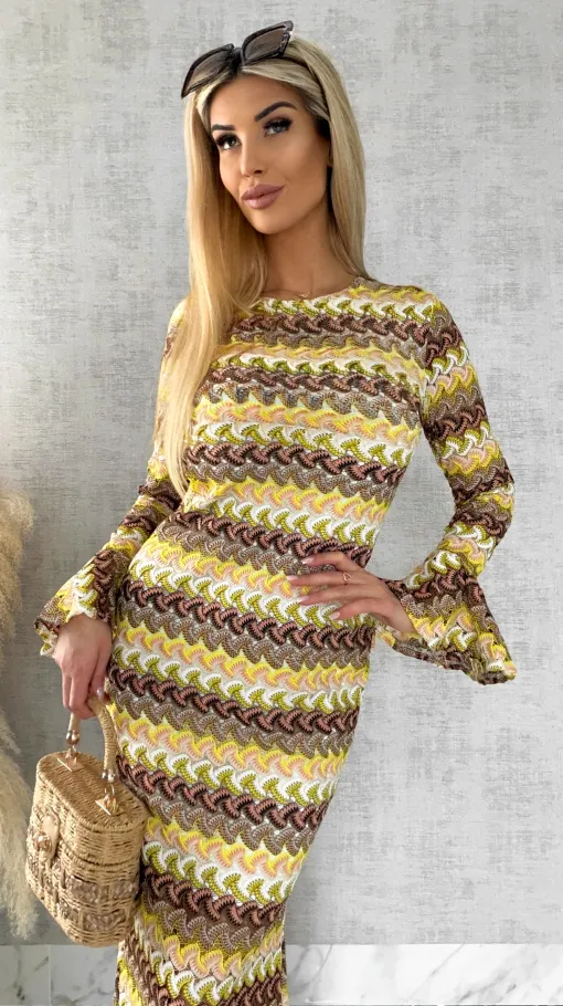 Ażurowa MAXI sukienka z odkrytymi plecami - R511