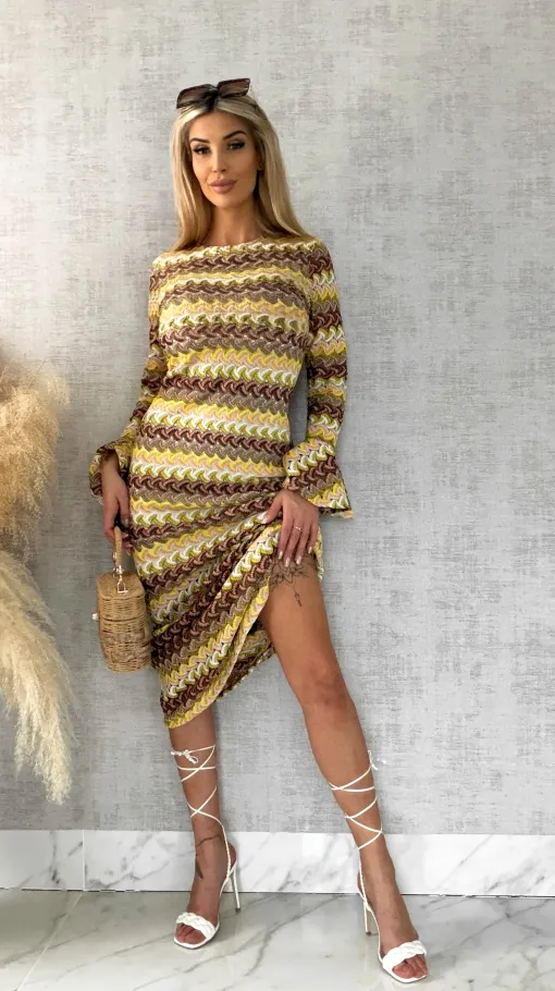 Ażurowa MAXI sukienka z odkrytymi plecami - R511